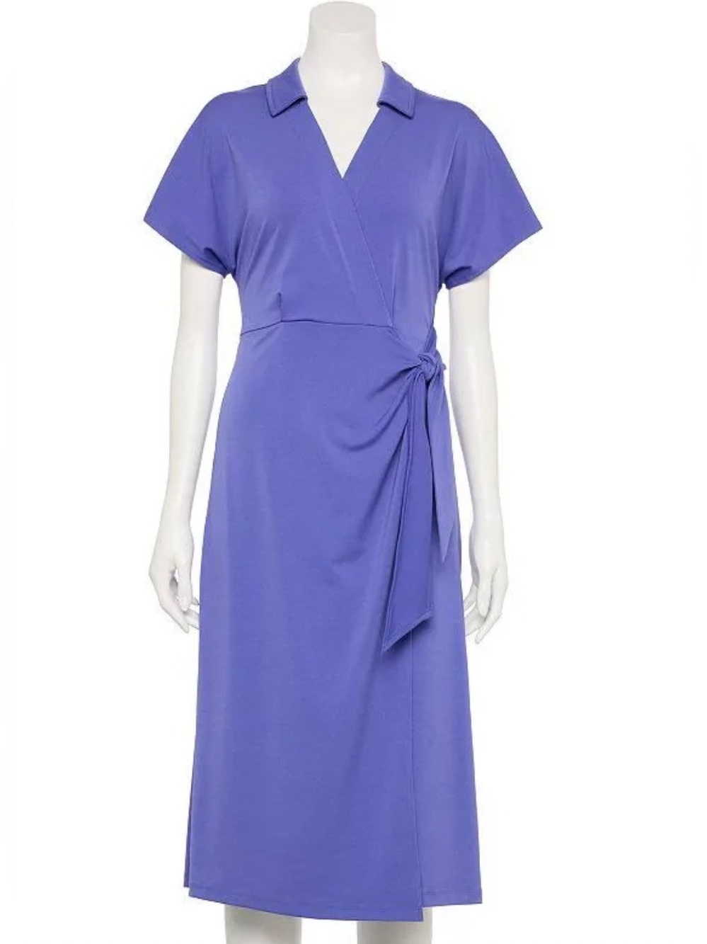 Nine West Hyacinth/Wesley Purple Wrap Midi Dress Small NWT Dolman Sleeve Stretch